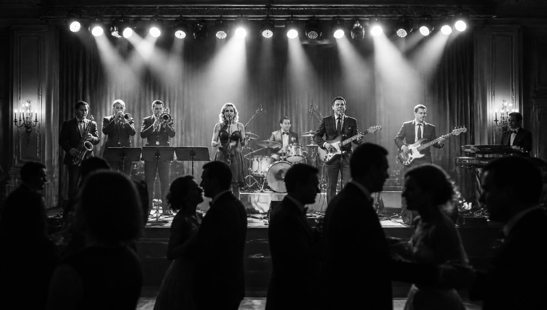 Retro Boogie 2.0 performing on a full stage while guests dance